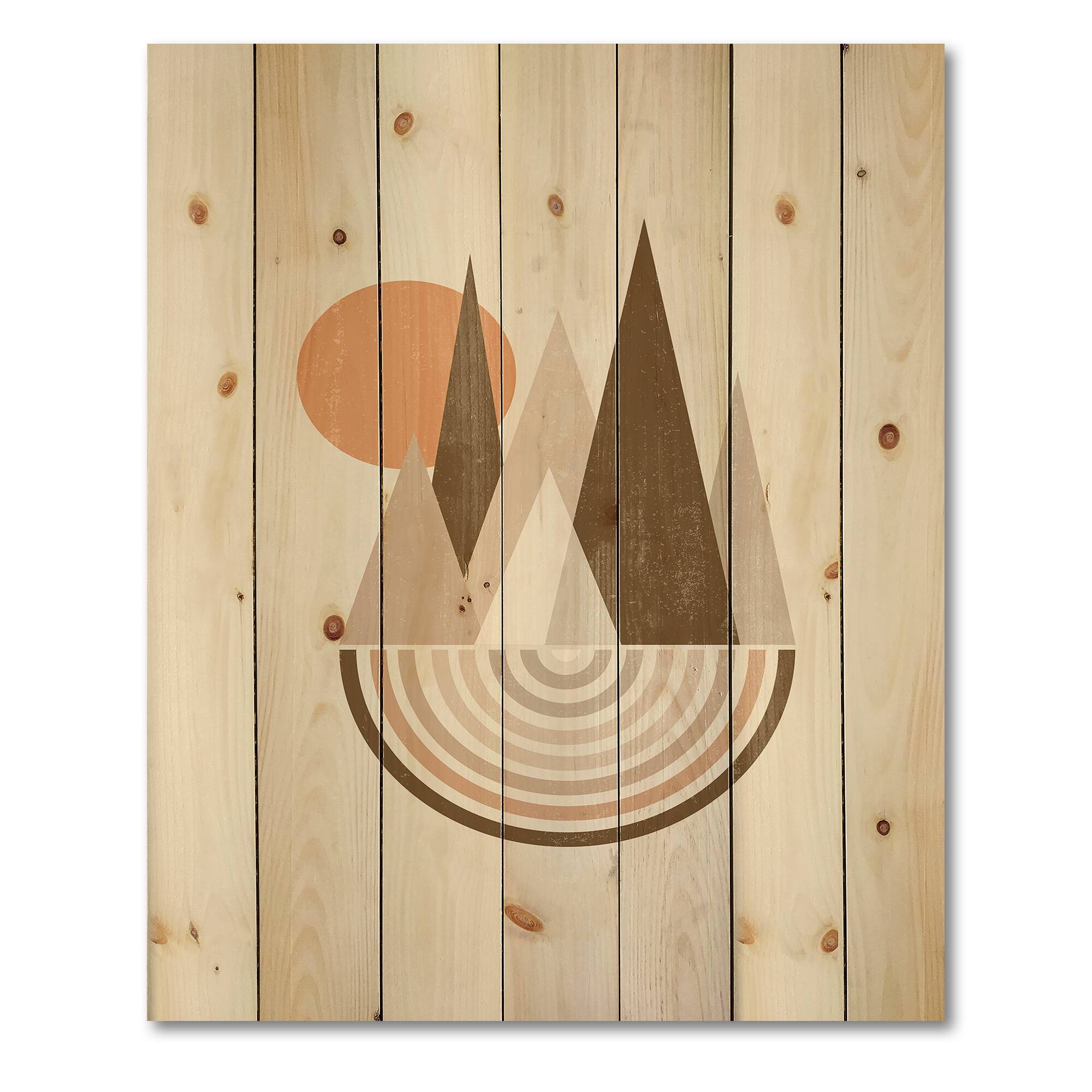 Designart - Minimalistic Mountain Landscape With Red Full moon